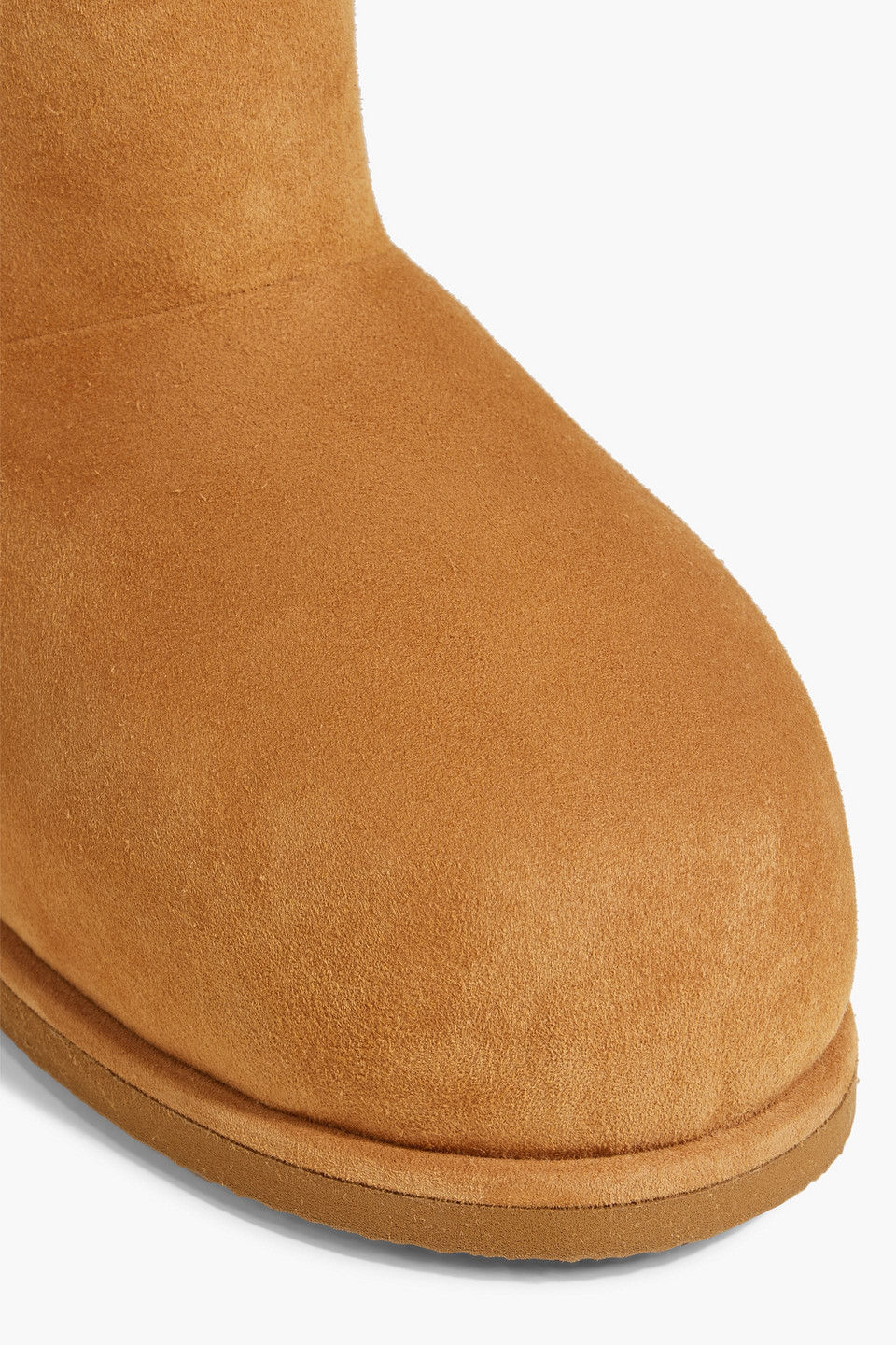 Shop Amina Muaddi Heidi Shearling Platform Ankle Boots In Camel