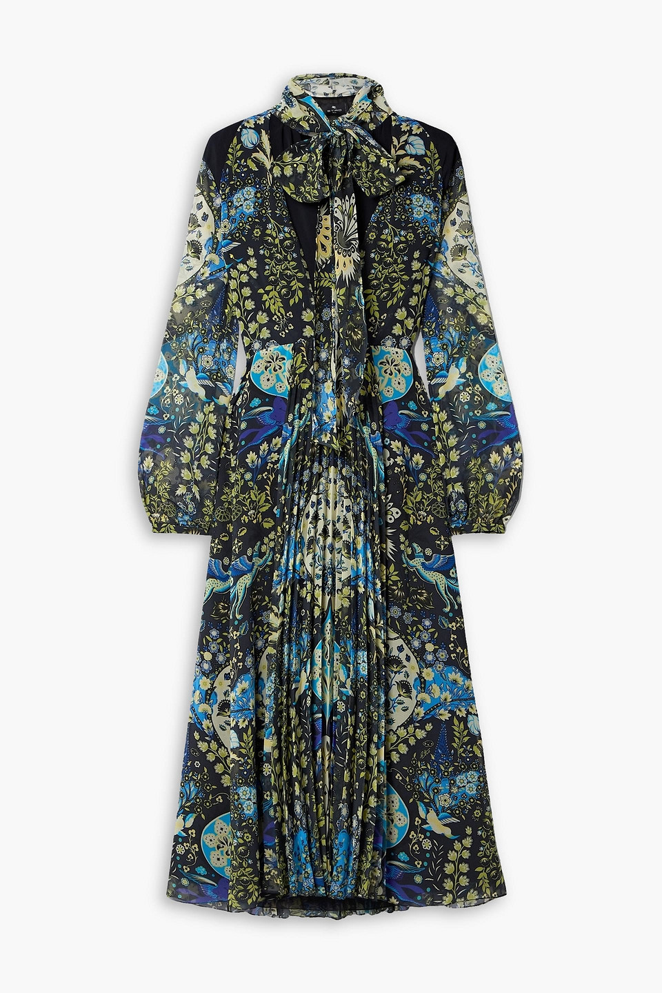 Etro Woman Georgette Midi Dress With Printed Mythological Animals In Black