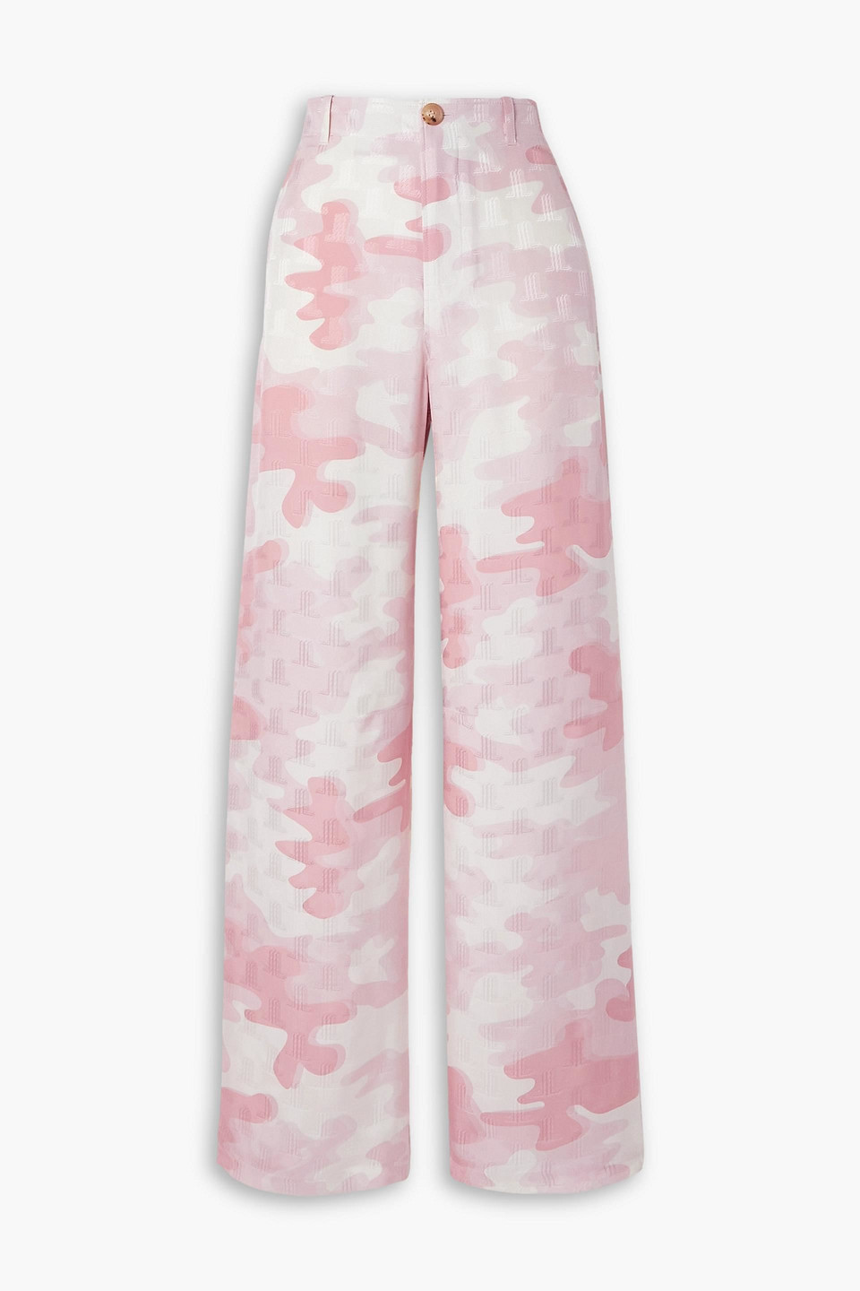 Lanvin Camouflage-print Silk-blend Jacquard Wide-leg Pants In Baby Pink