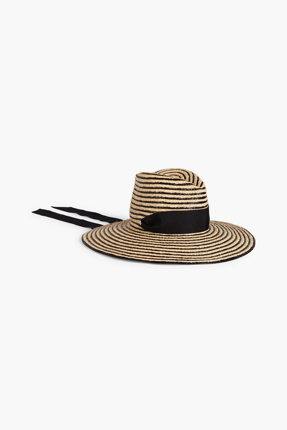 GIGI BURRIS MILLINERY Jeanne cotton grosgrain-trimmed striped straw fedora