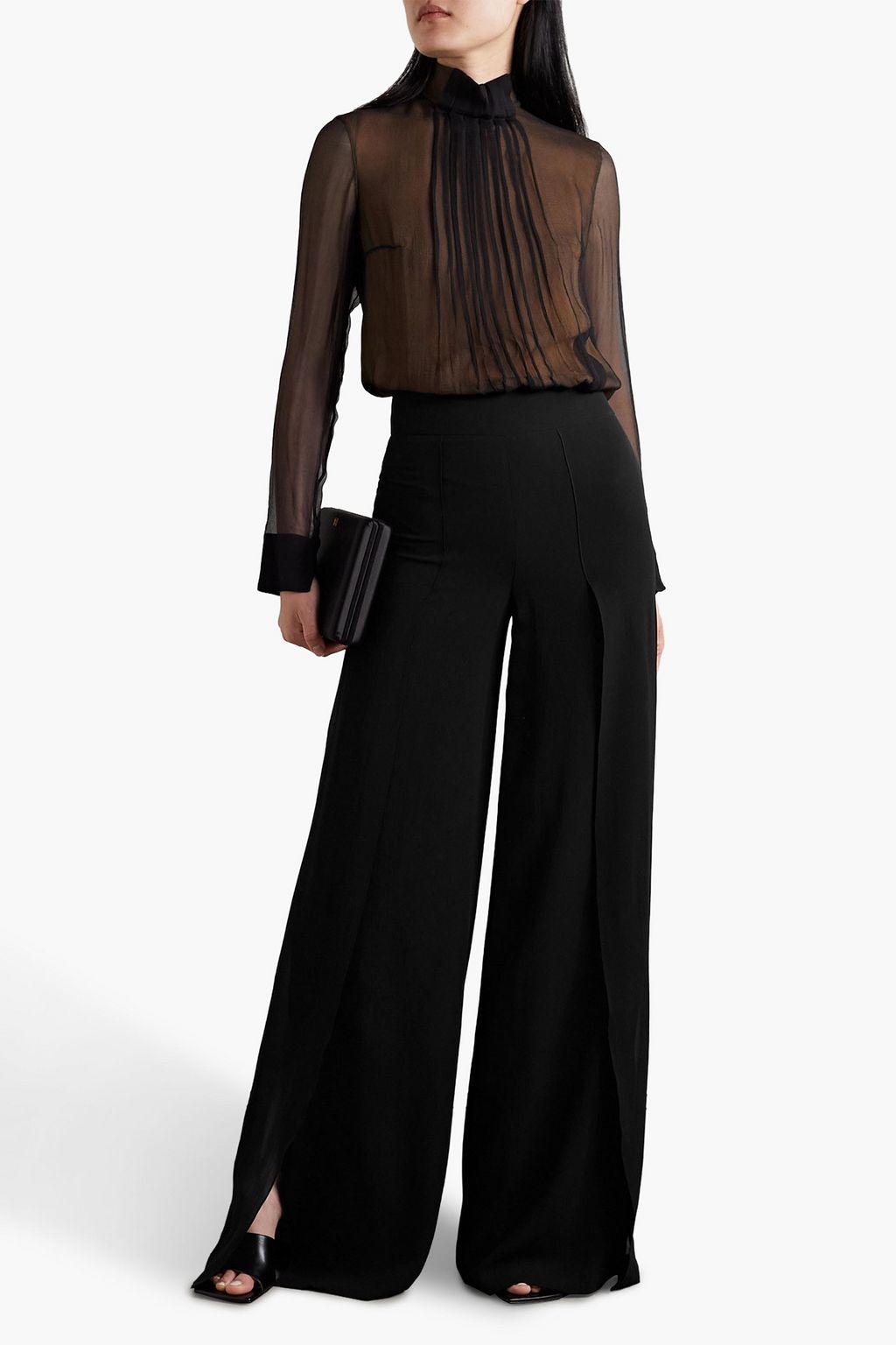AKRIS Silk-crepe wide-leg pants