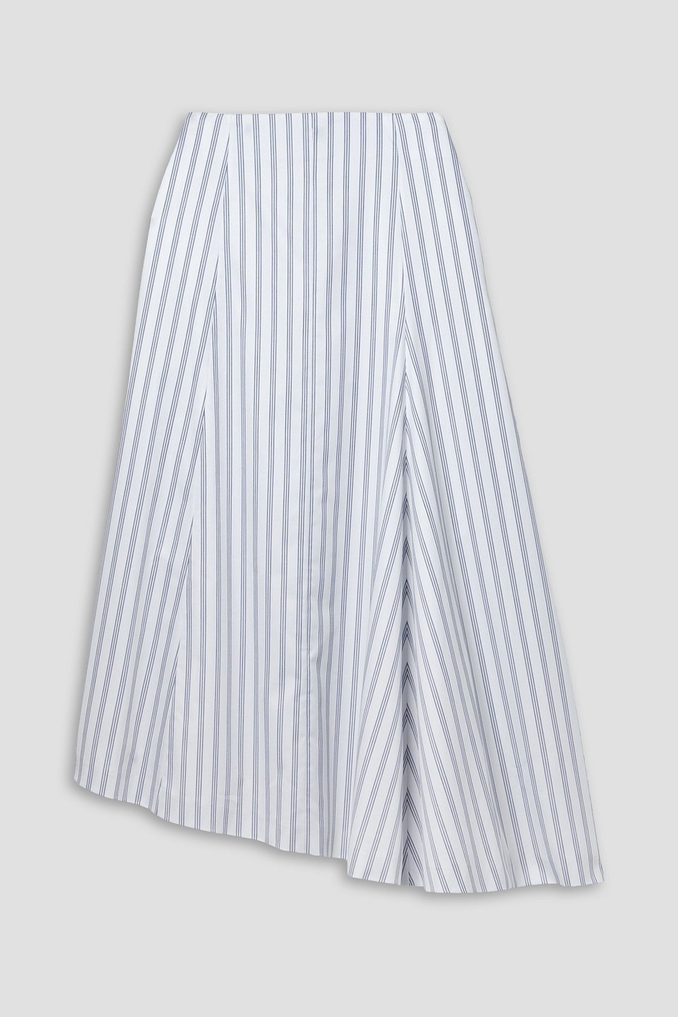 Partow Ivy Asymmetric Striped Cotton-twill Midi Skirt In White