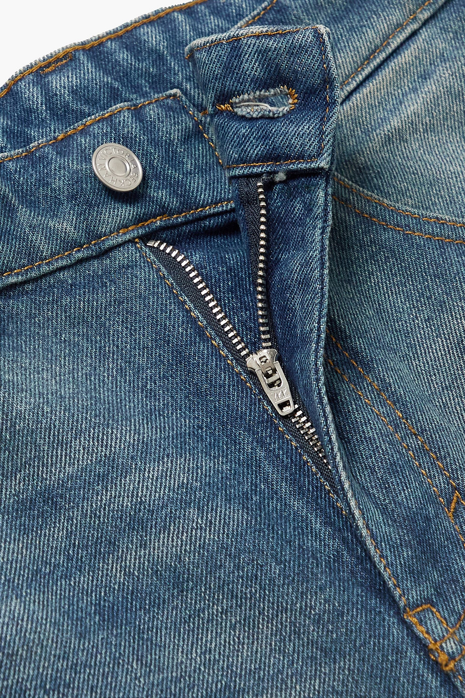 Victoria Beckham Brigitte Cotton Denim Straight Jeans In Mid Denim