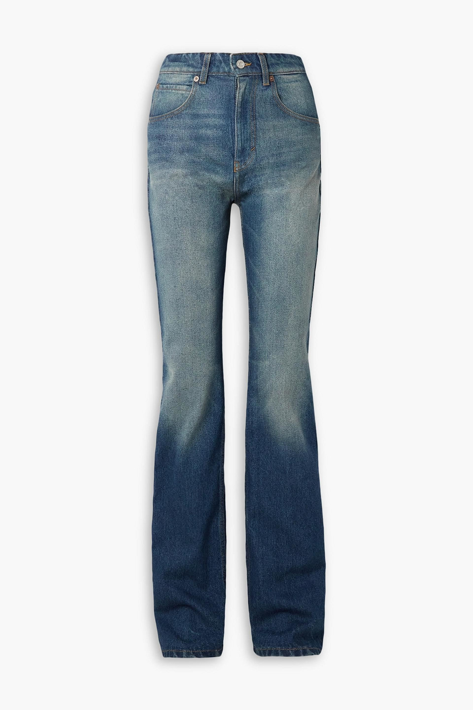 Victoria Beckham Brigitte Cotton Denim Straight Jeans In Mid Denim