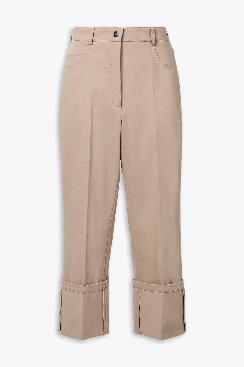 Shop Akris Floyd Cropped Cotton-blend Twill Straight-leg Pants In Beige