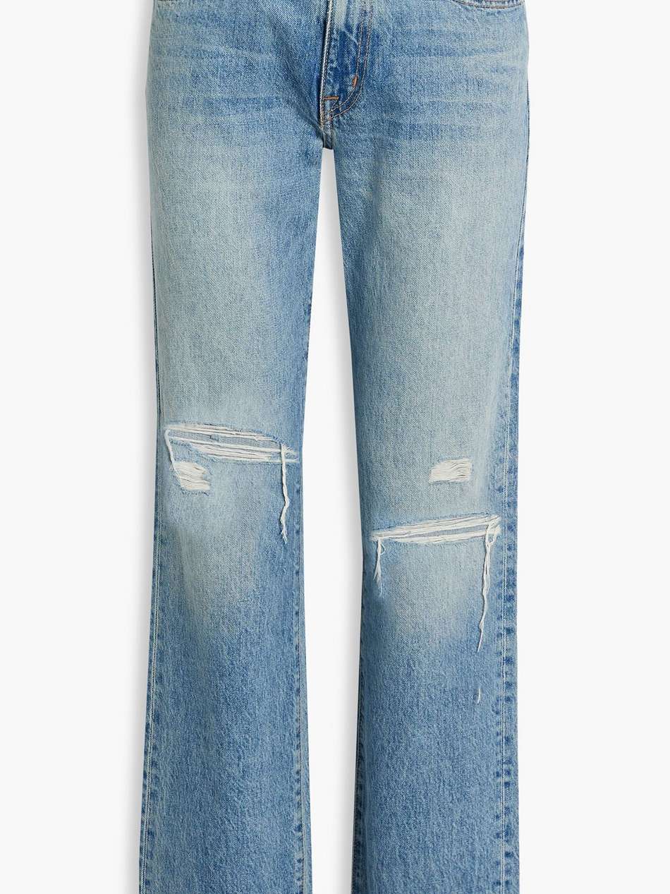 london distressed high-rise straight-leg jeans