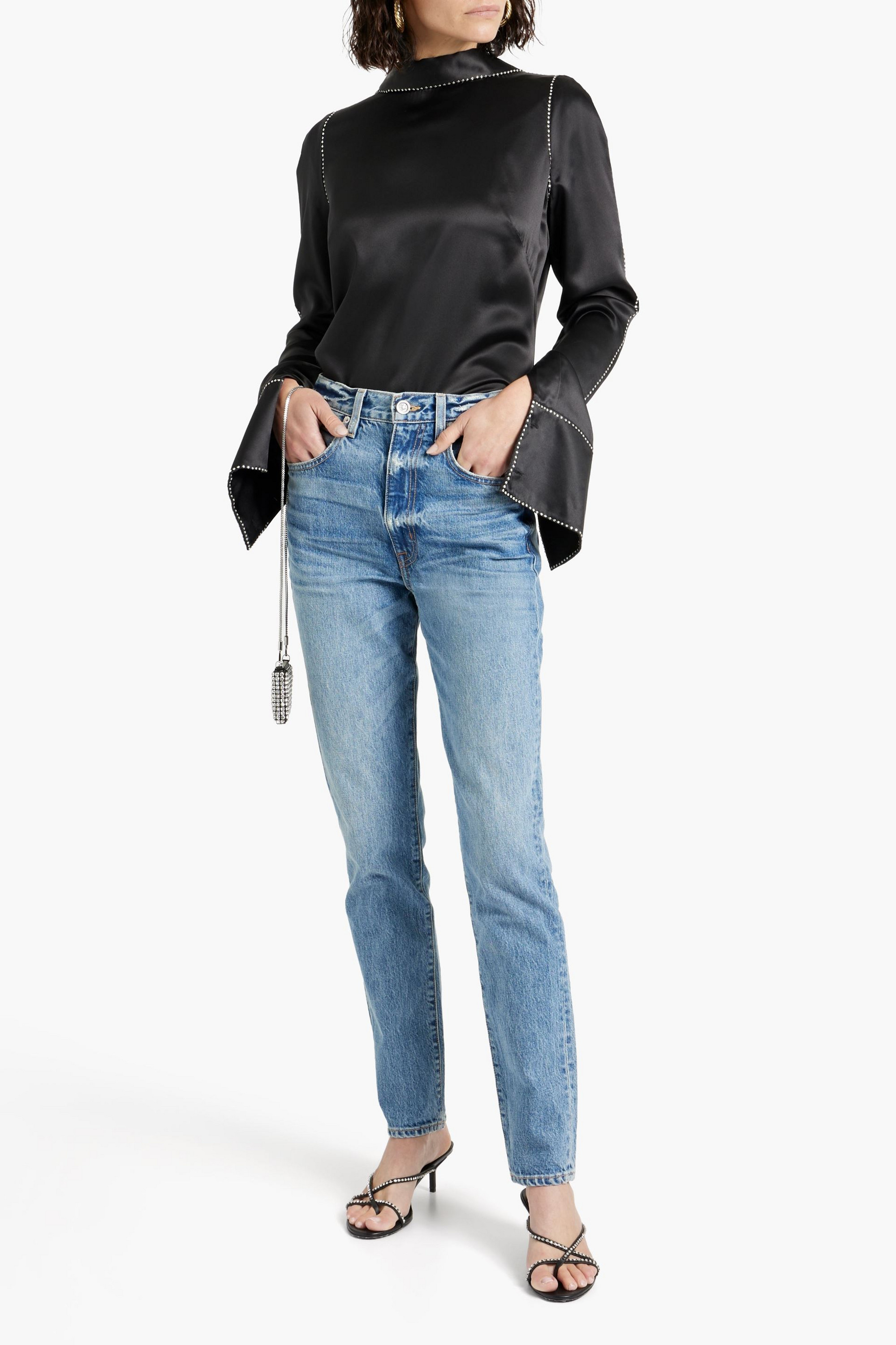 SLVRLAKE Beatnik distressed high-rise slim-leg jeans