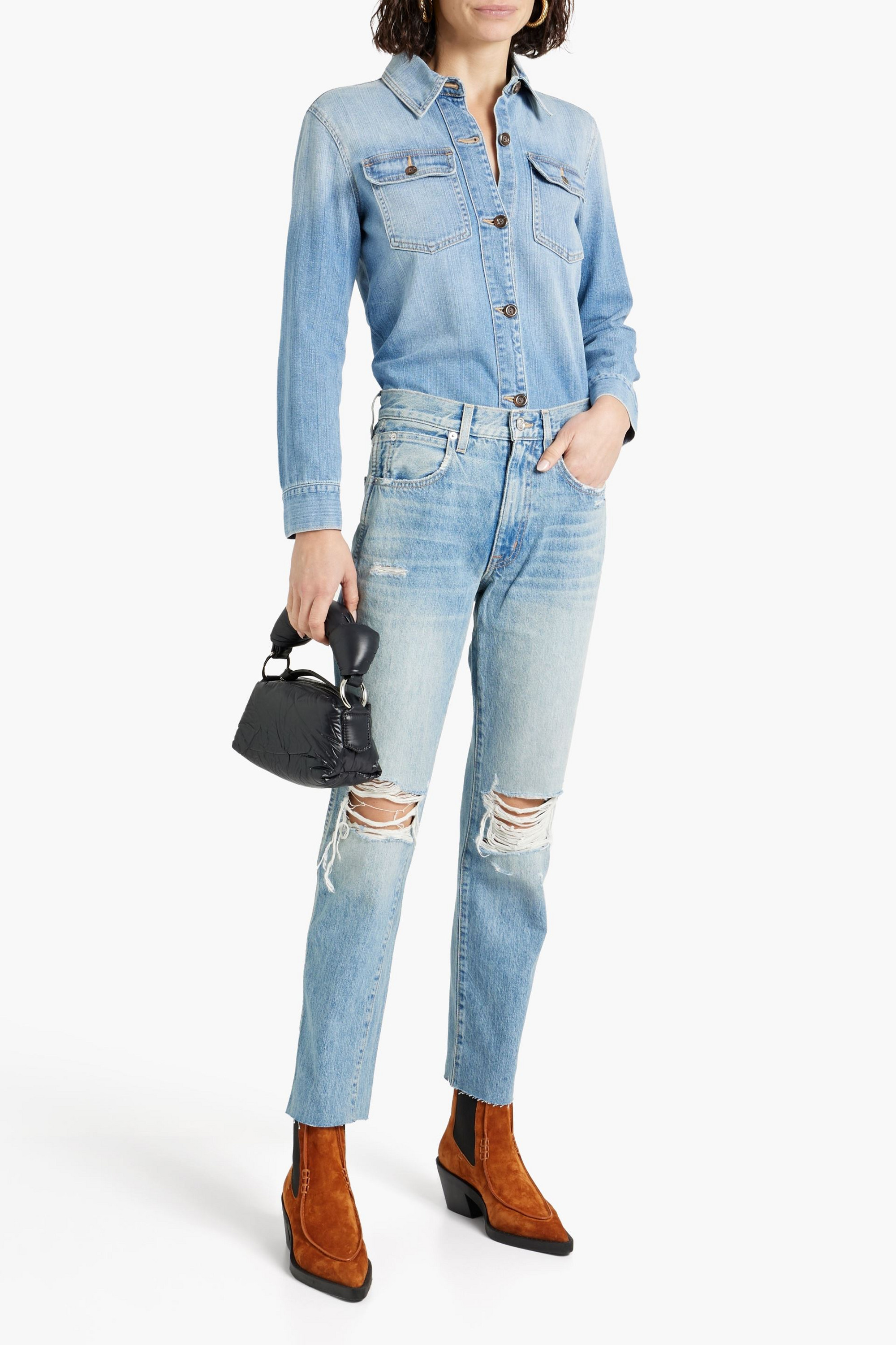 SLVRLAKE Hero frayed high-rise straight-leg jeans