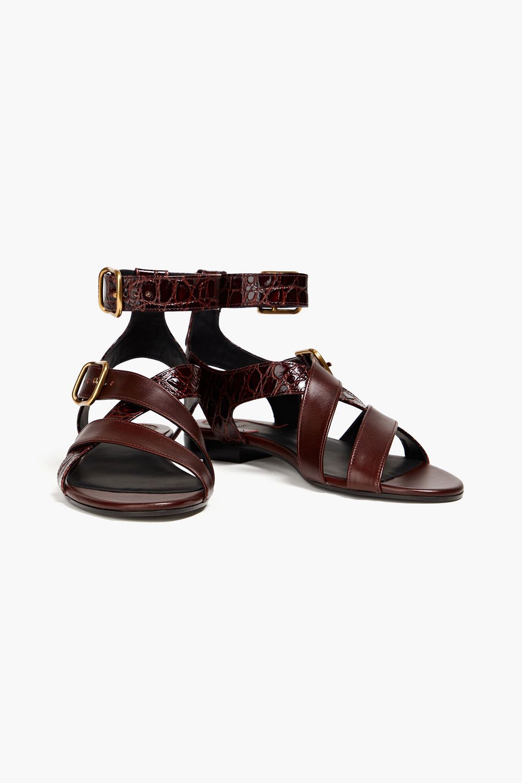 CHLOÉ Daisy スムース&クロコ風レザー サンダル
