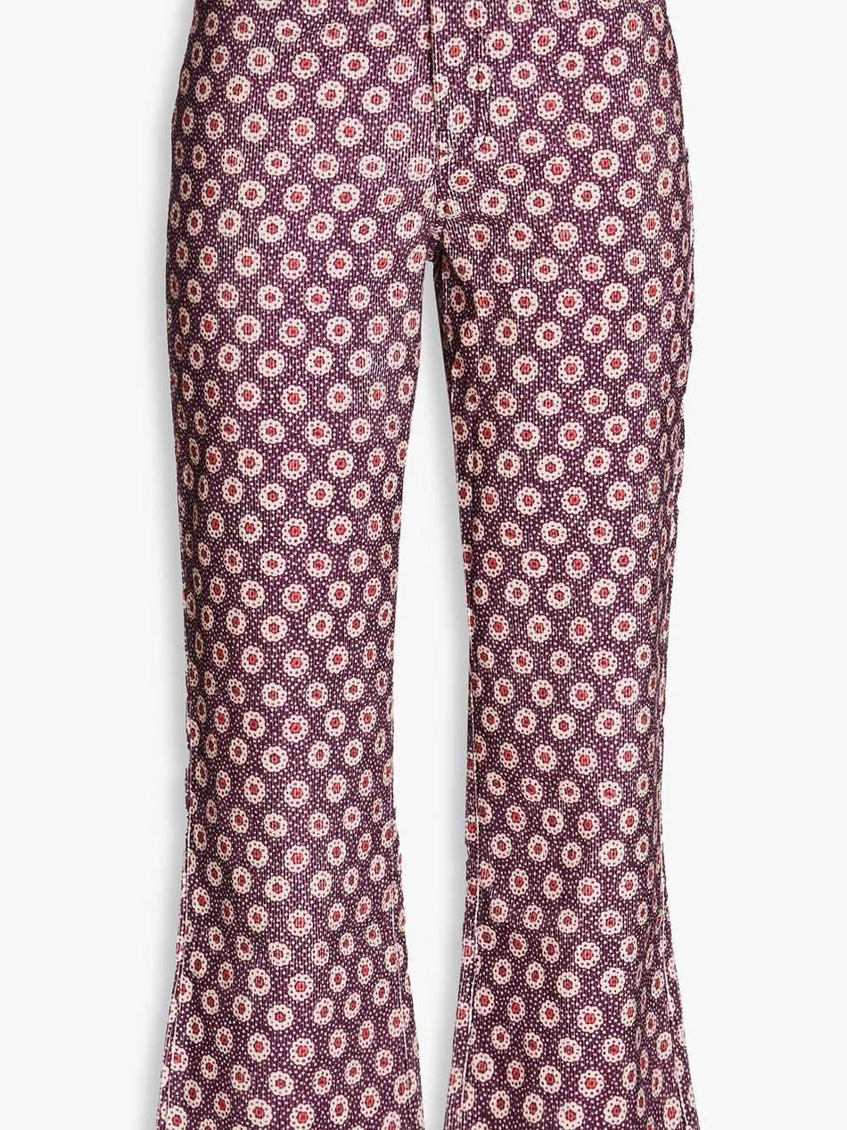 70s floral-print cotton-corduroy kick-flare pants