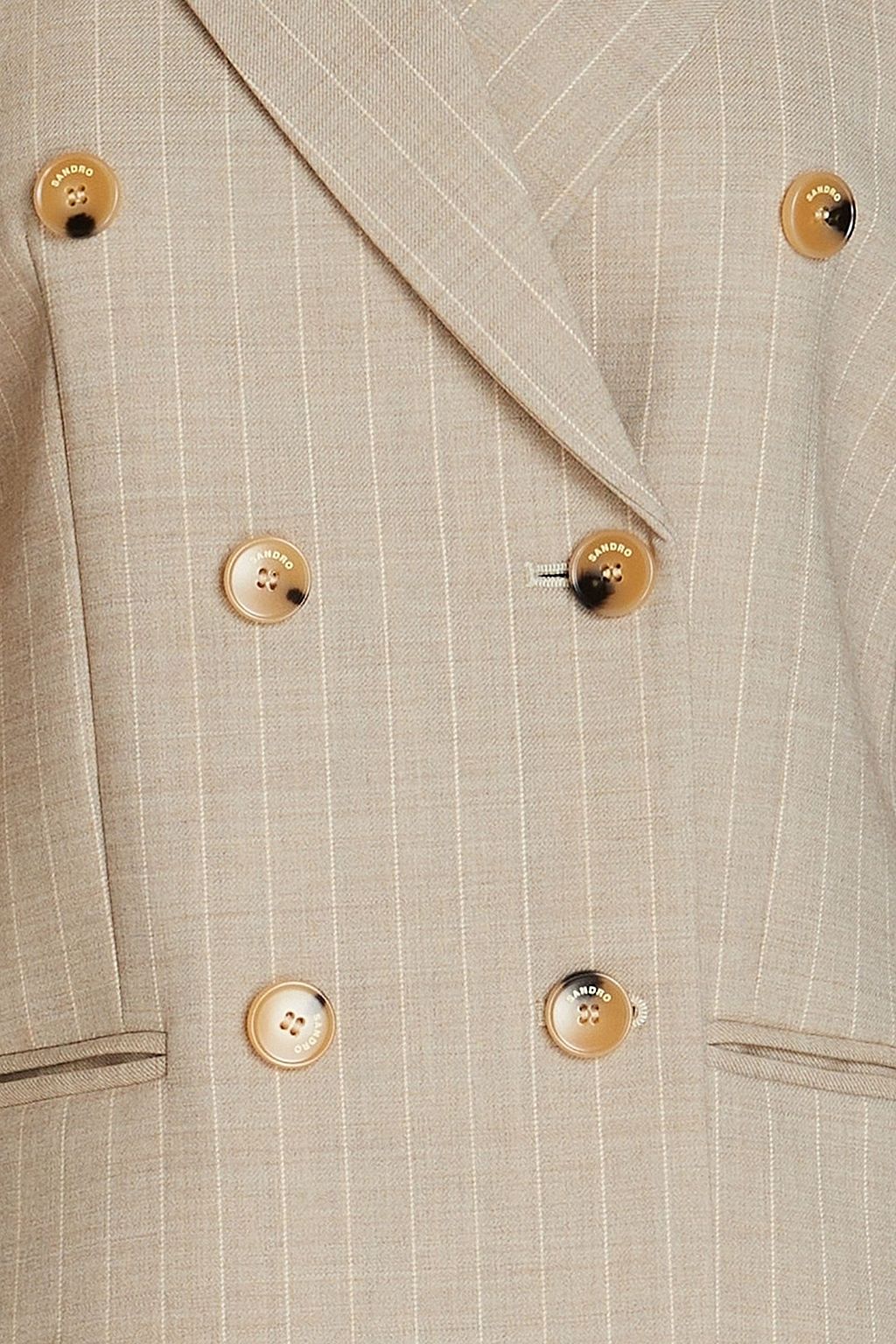 SANDRO Double-breasted pinstriped twill blazer