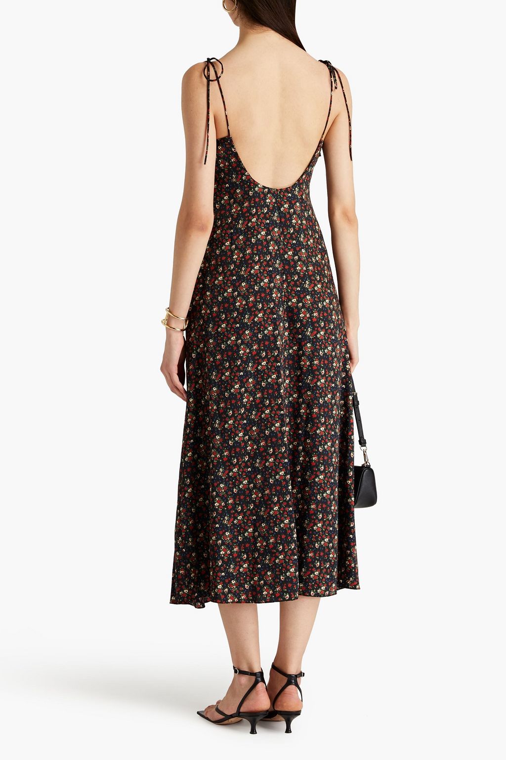 SANDRO Floral-print twill midi dress