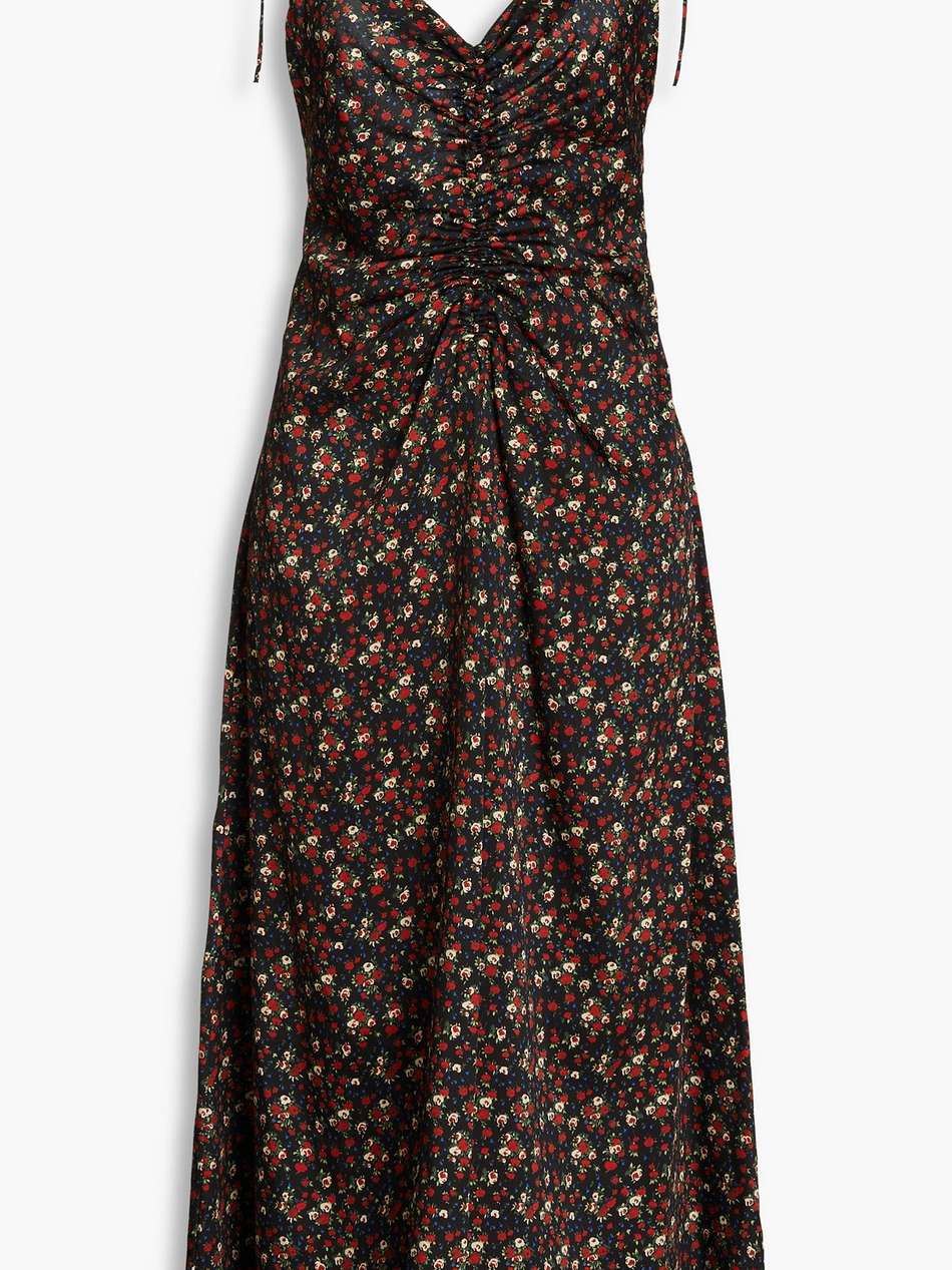 floral-print twill midi dress