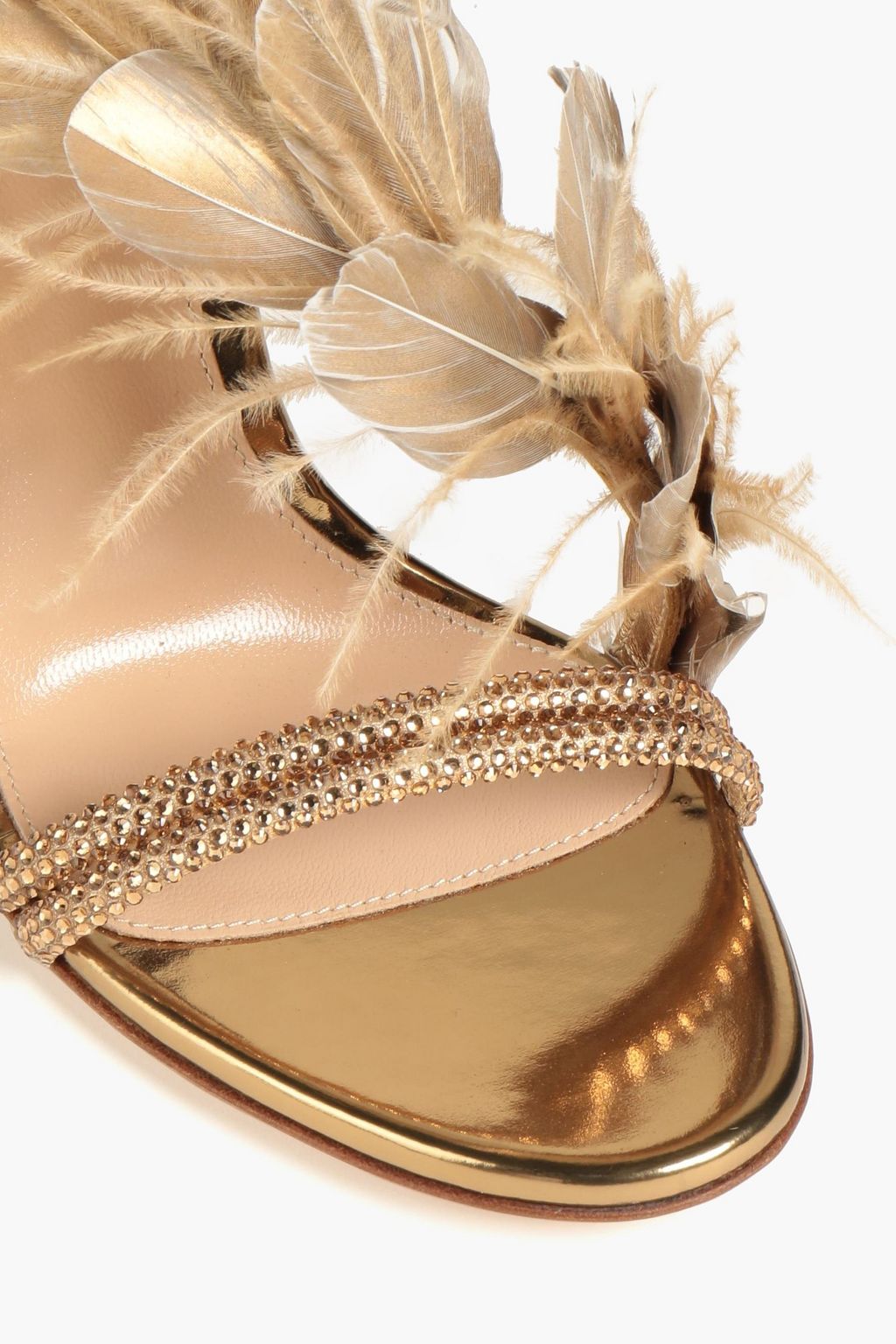 GIANVITO ROSSI Anthea Burna metallic crystal-embellished leather sandal