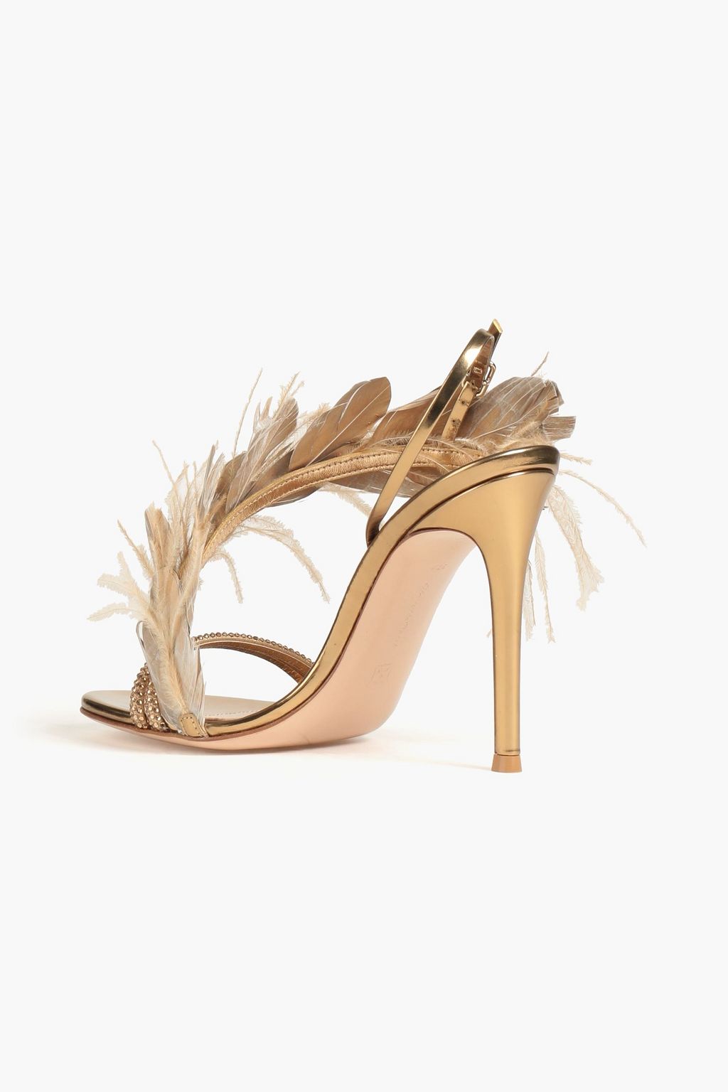 GIANVITO ROSSI Anthea Burna metallic crystal-embellished leather sandal