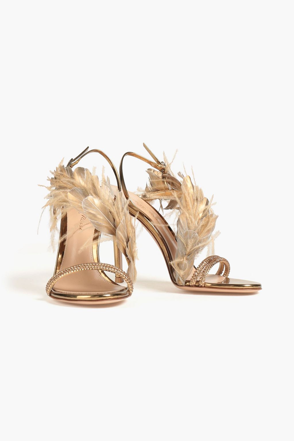 GIANVITO ROSSI Anthea Burna metallic crystal-embellished leather sandal