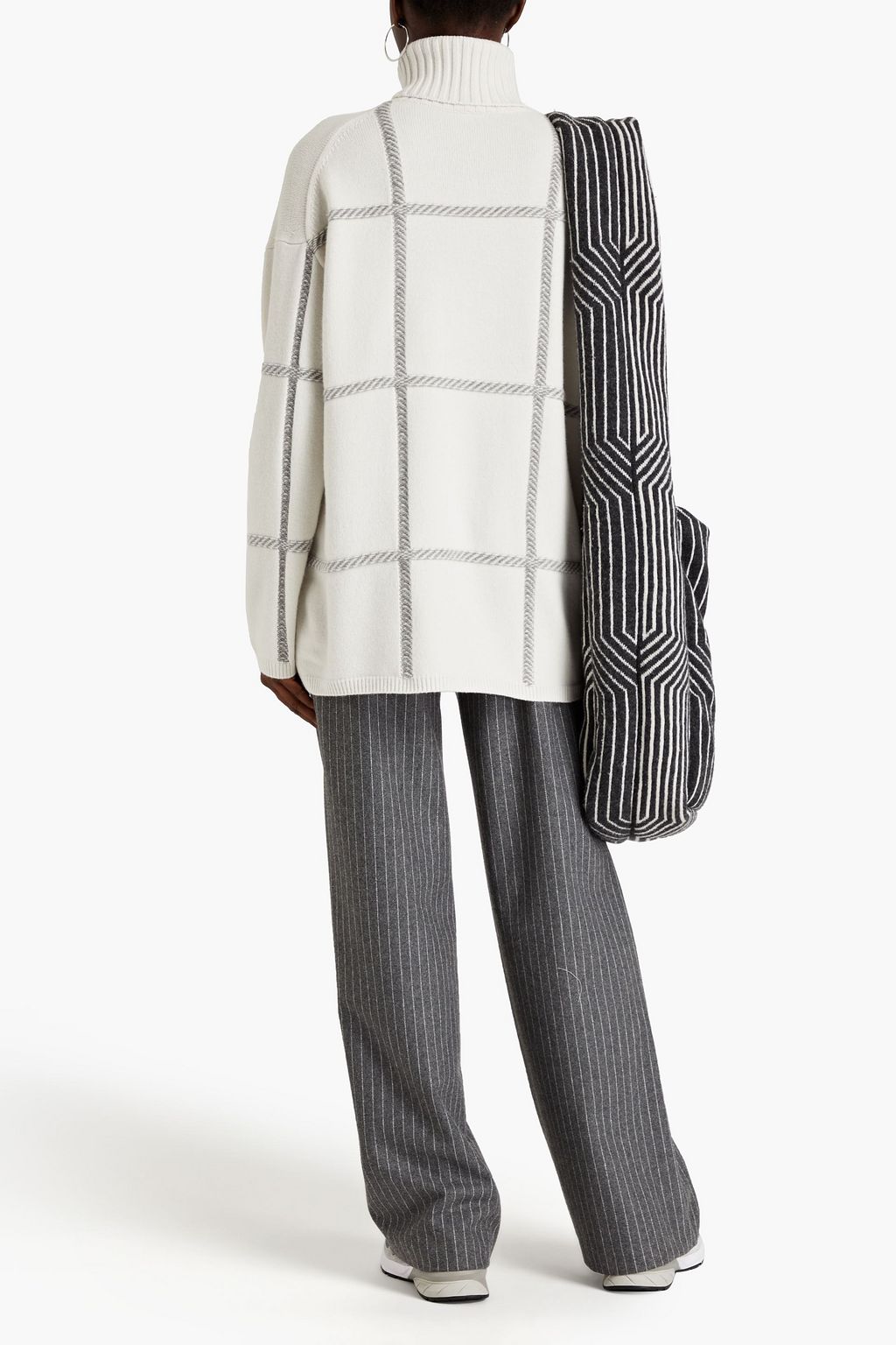 JOSEPH Oversized jacquard-knit turtleneck sweater