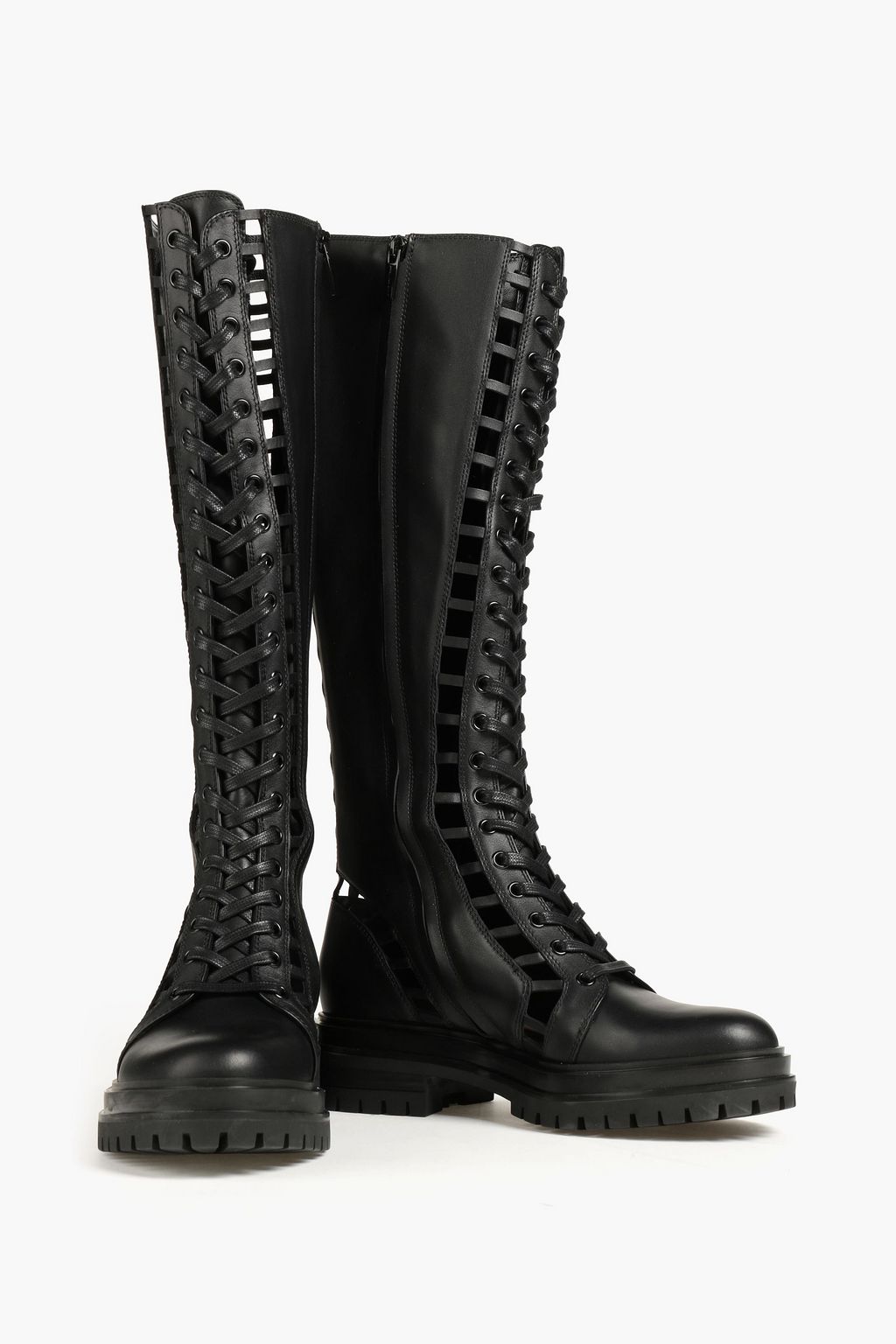 GIANVITO ROSSI Halsey cutout leather combat boots