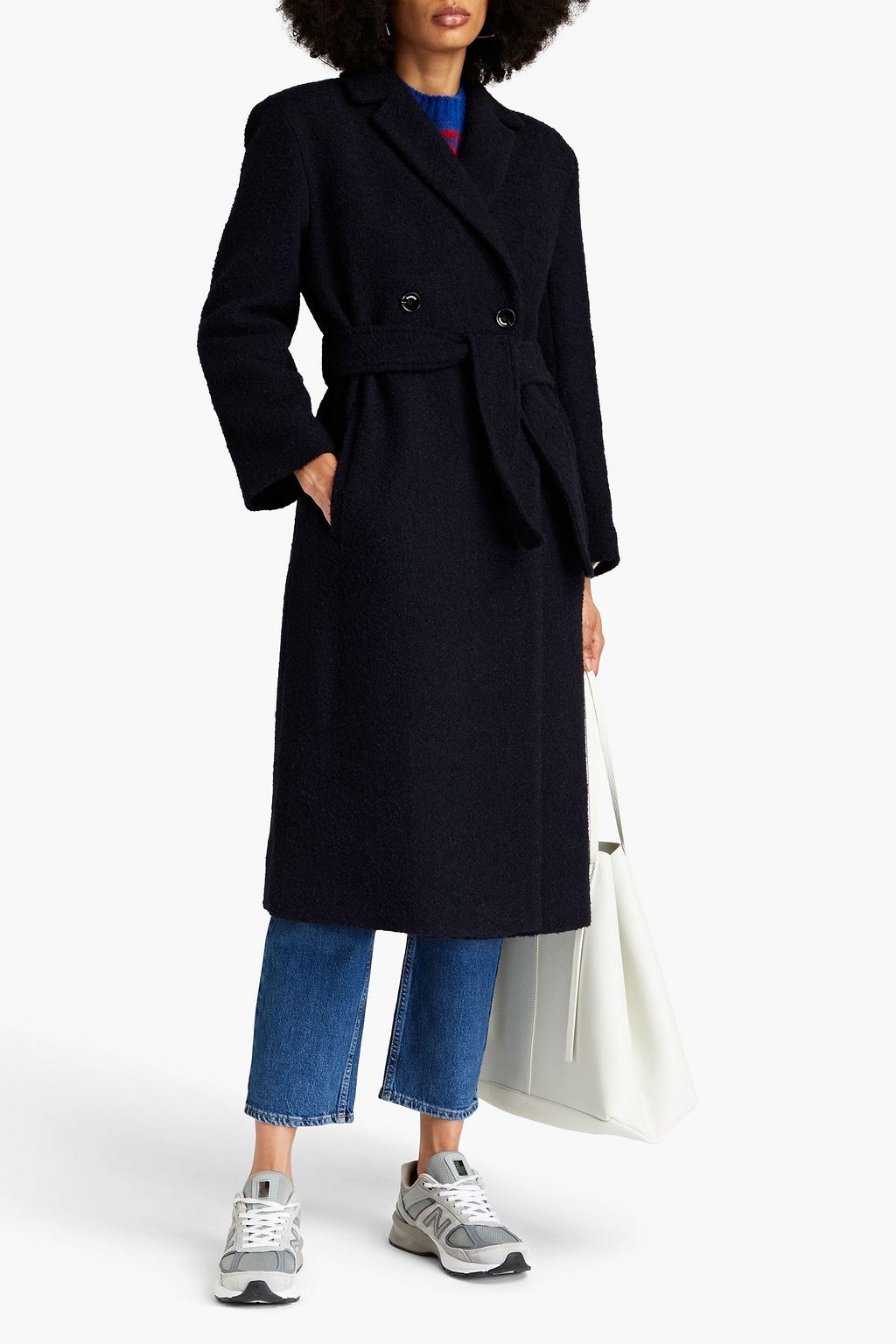 SANDRO Double-breasted bouclé-tweed coat