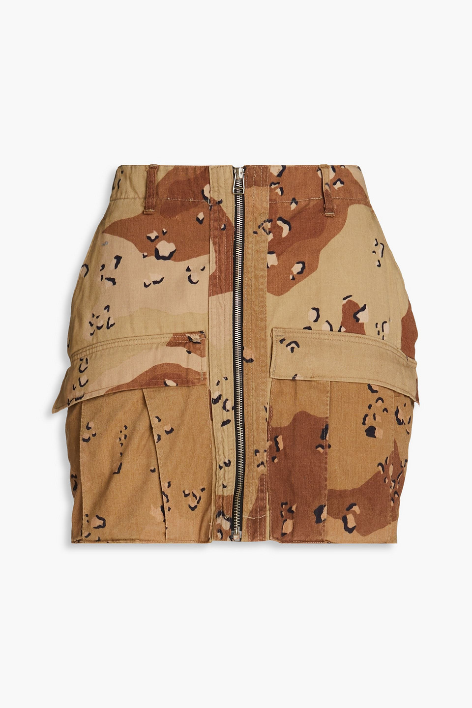 RE/DONE - Camouflage cotton-blend gabardine mini skirt - Green - L