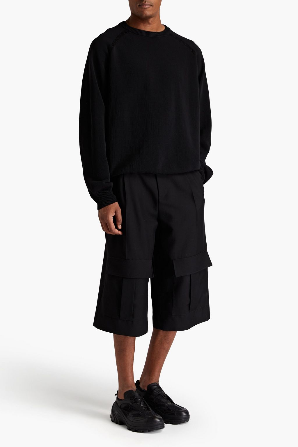 Y-3 Pullover aus einer Baumwollmischung mit Intarsienmuster