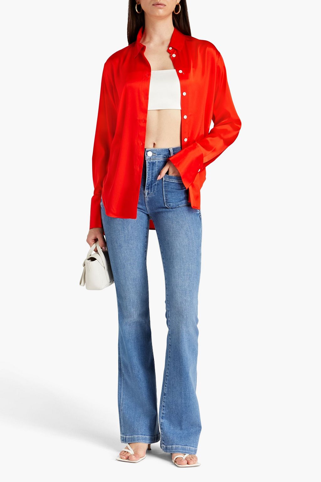 FRAME Stretch-silk satin shirt