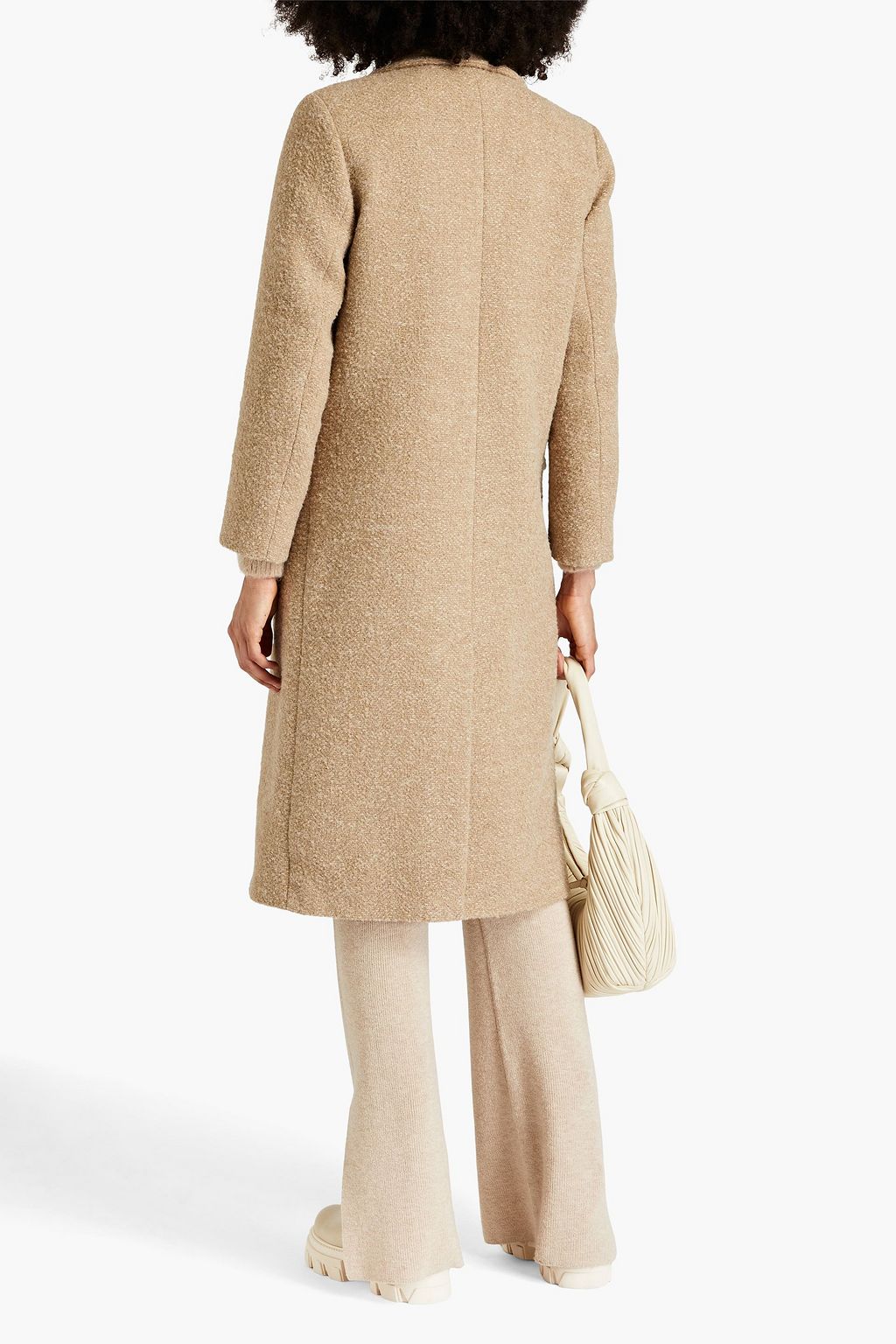 SANDRO Double-breasted bouclé-tweed coat