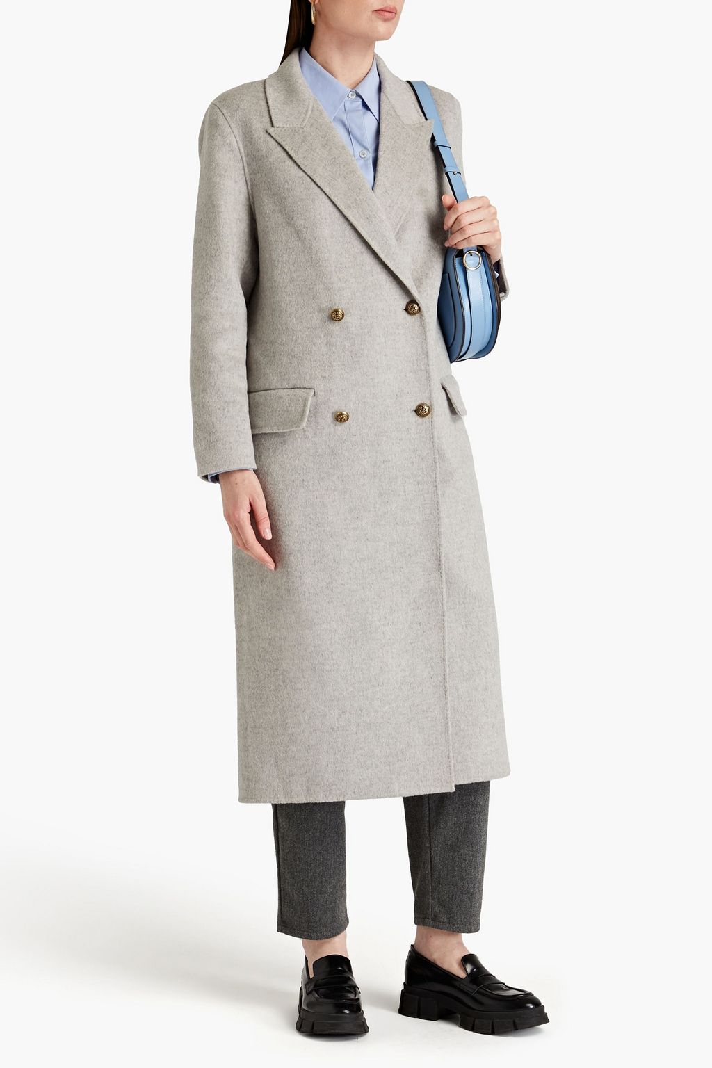SANDRO Double-breasted wool-felt coat