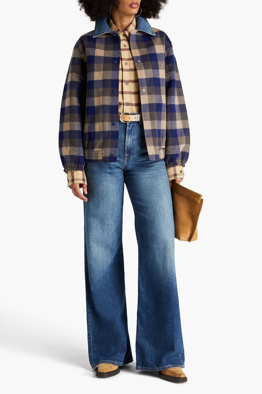 SANDRO Checked wool-blend jacket