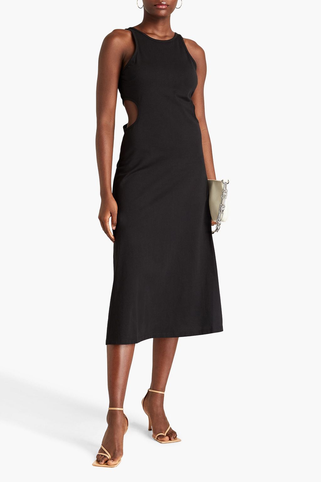 FRAME Cutout cotton-jersey midi dress