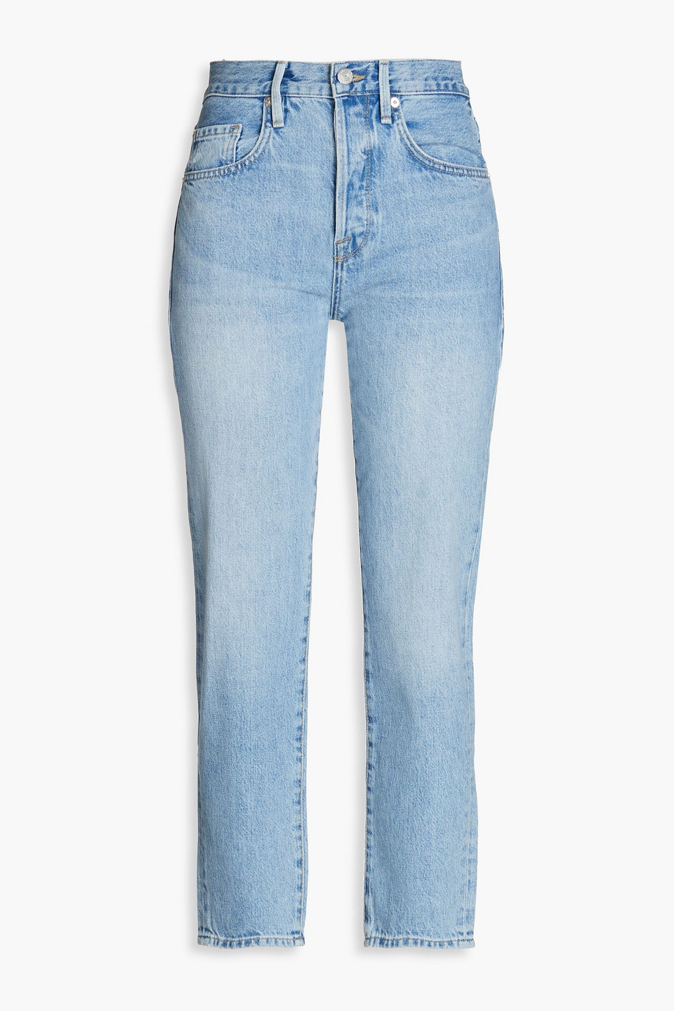 Frame Le Original Hoch Sitzende Karottenjeans In Distressed-optik In Mid Denim