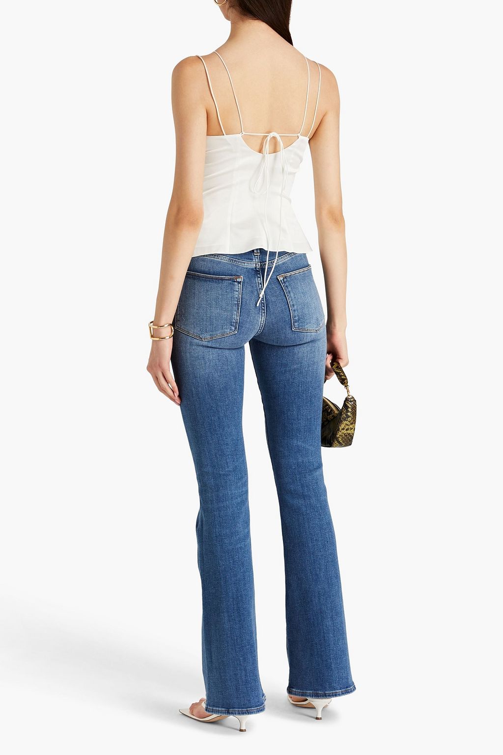 FRAME Cutout stretch-silk top