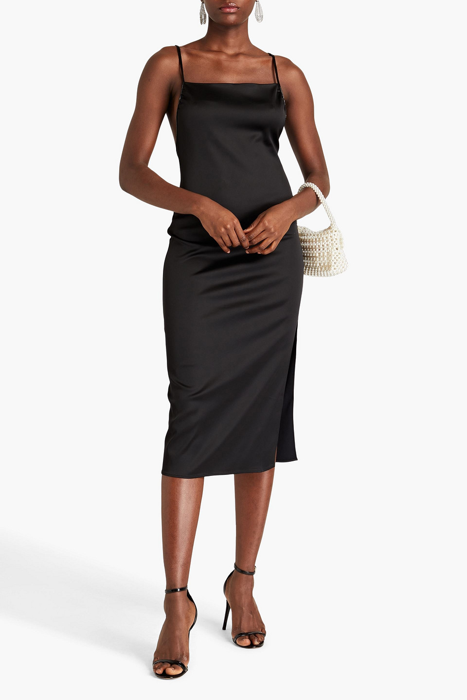  Frame - Kleid Aus Glänzendem Twill Mit Zierperlen - Schwarz - M 