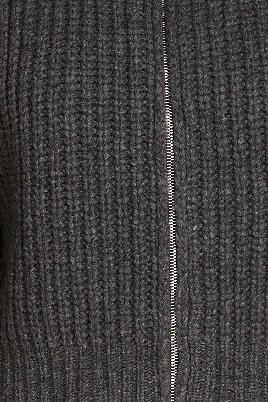FRAME Cropped ribbed wool zip-up cardigan