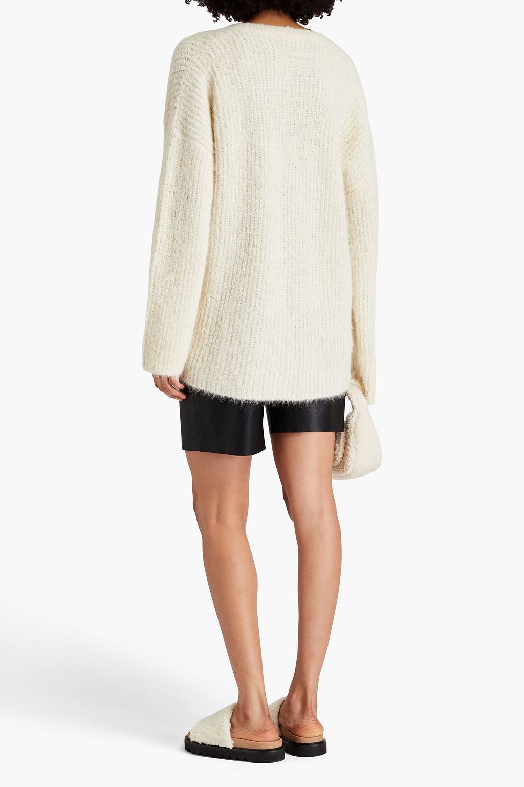 FRAME Oversized ribbed alpaca-blend cardigan