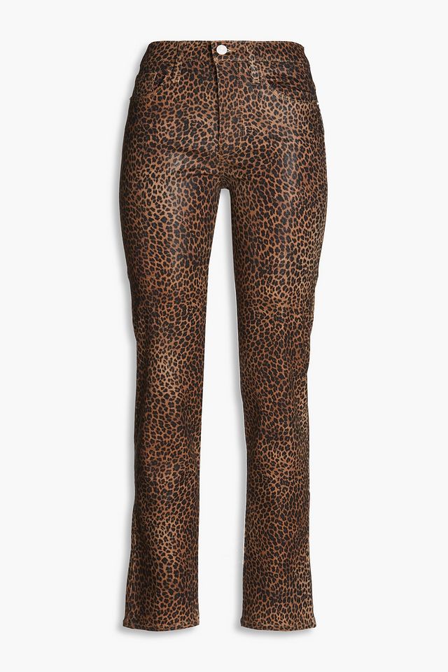 Le Sylvie coated leopard-print high-rise slim-leg jeans