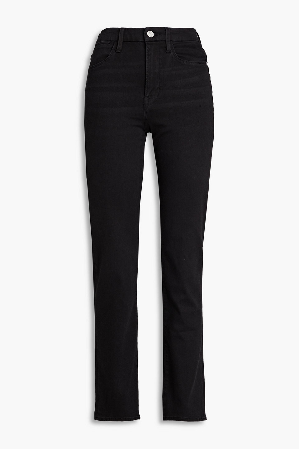 Frame Le Super High Straight High-rise Jeans In Black