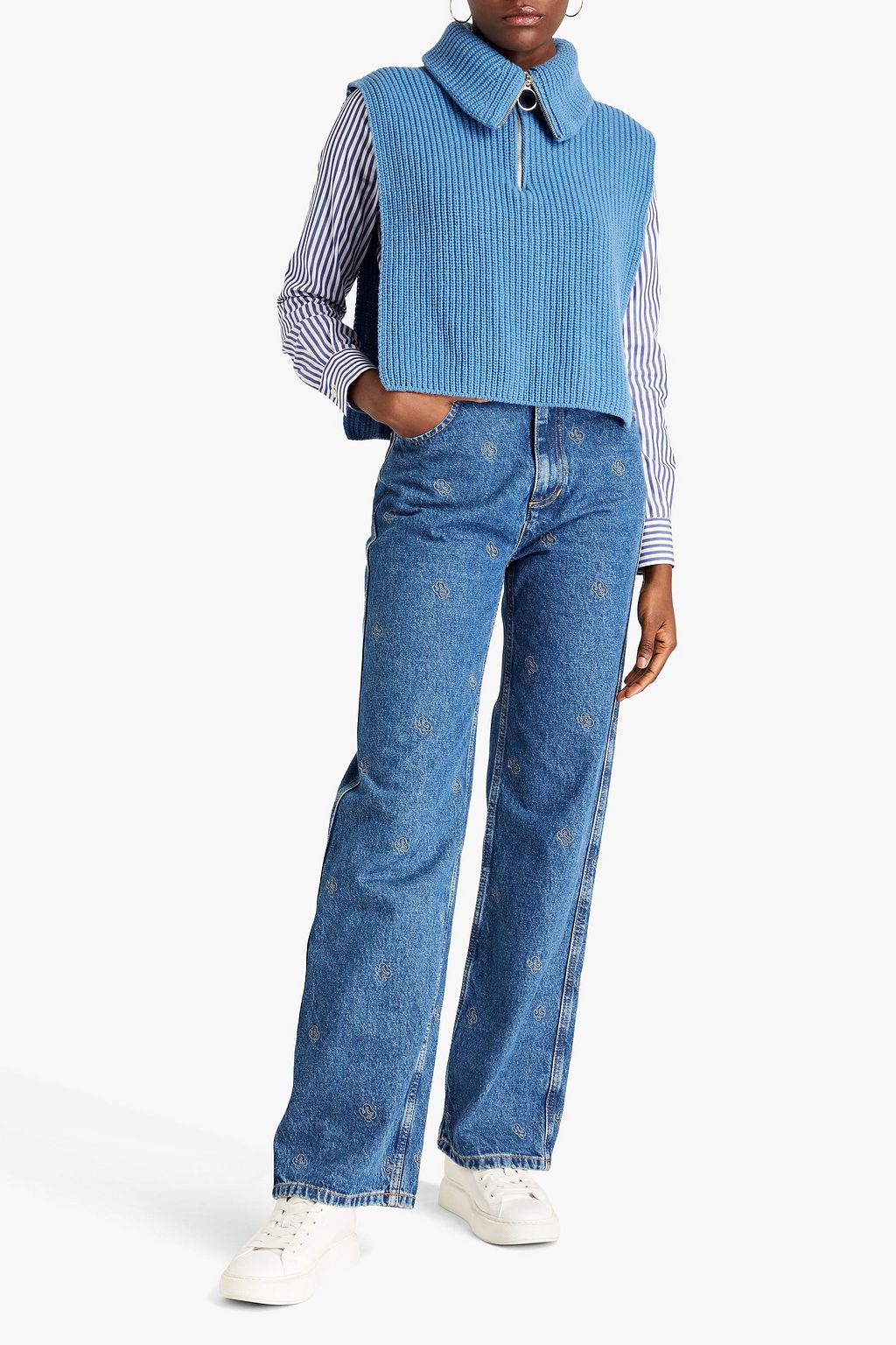 SANDRO Ribbed wool-blend dickey