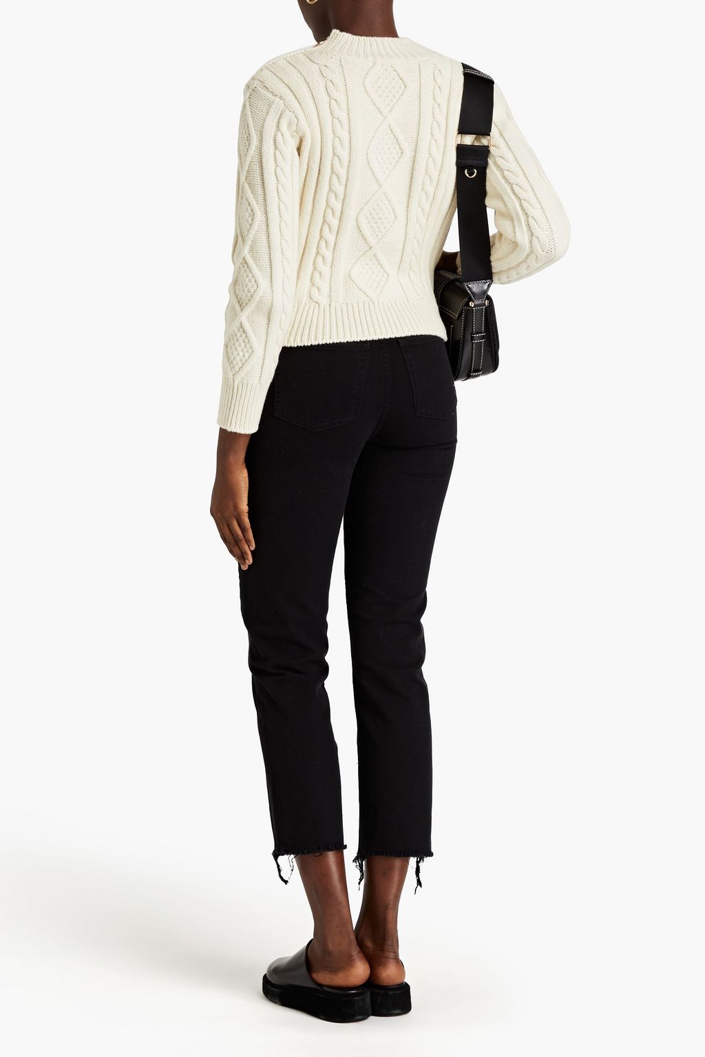 SANDRO Cropped high-rise straight-leg jeans