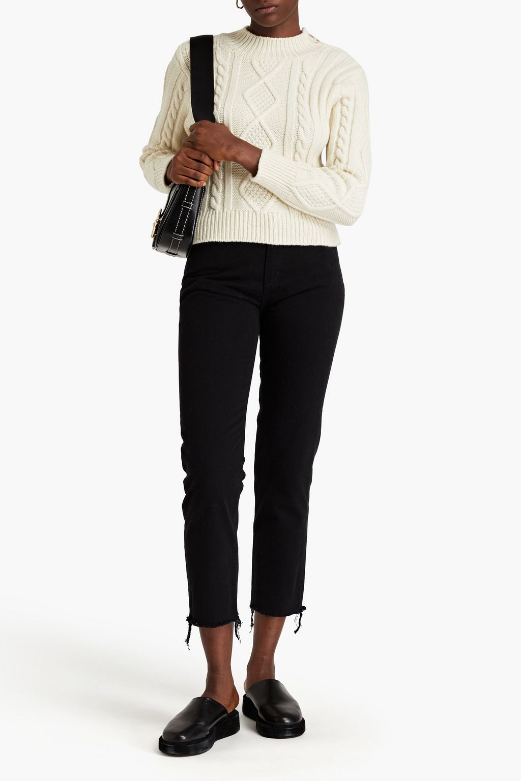 SANDRO Cropped high-rise straight-leg jeans