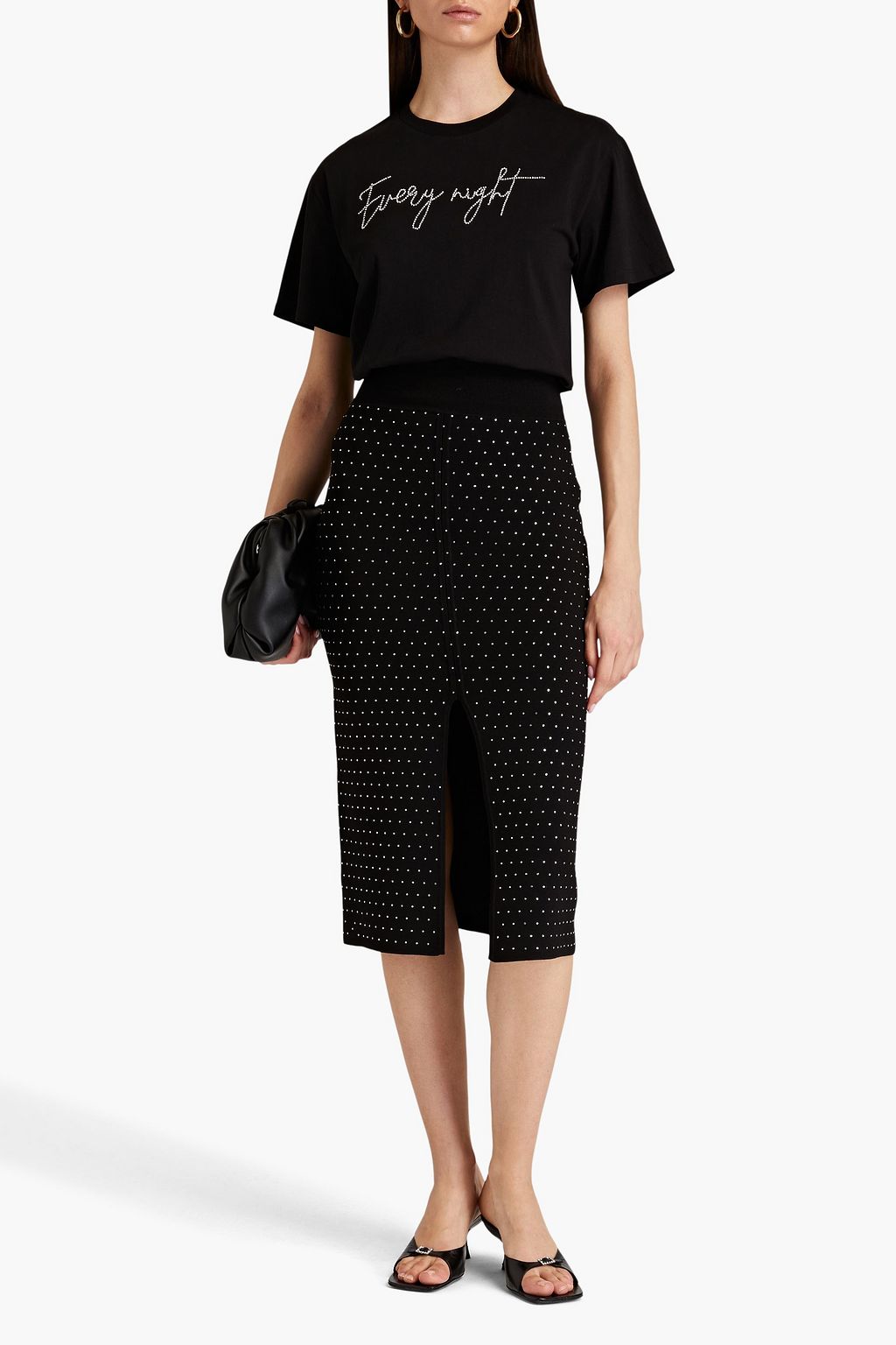 SANDRO Crystal-embellished cotton-jersey T-shirt