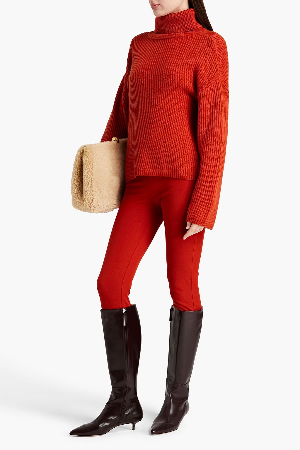 JOSEPH Ribbed cotton, wool and cashmere-blend turtleneck sweater