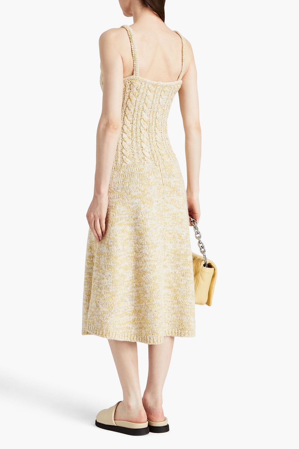 JOSEPH Marled cable-knit wool-blend midi dress