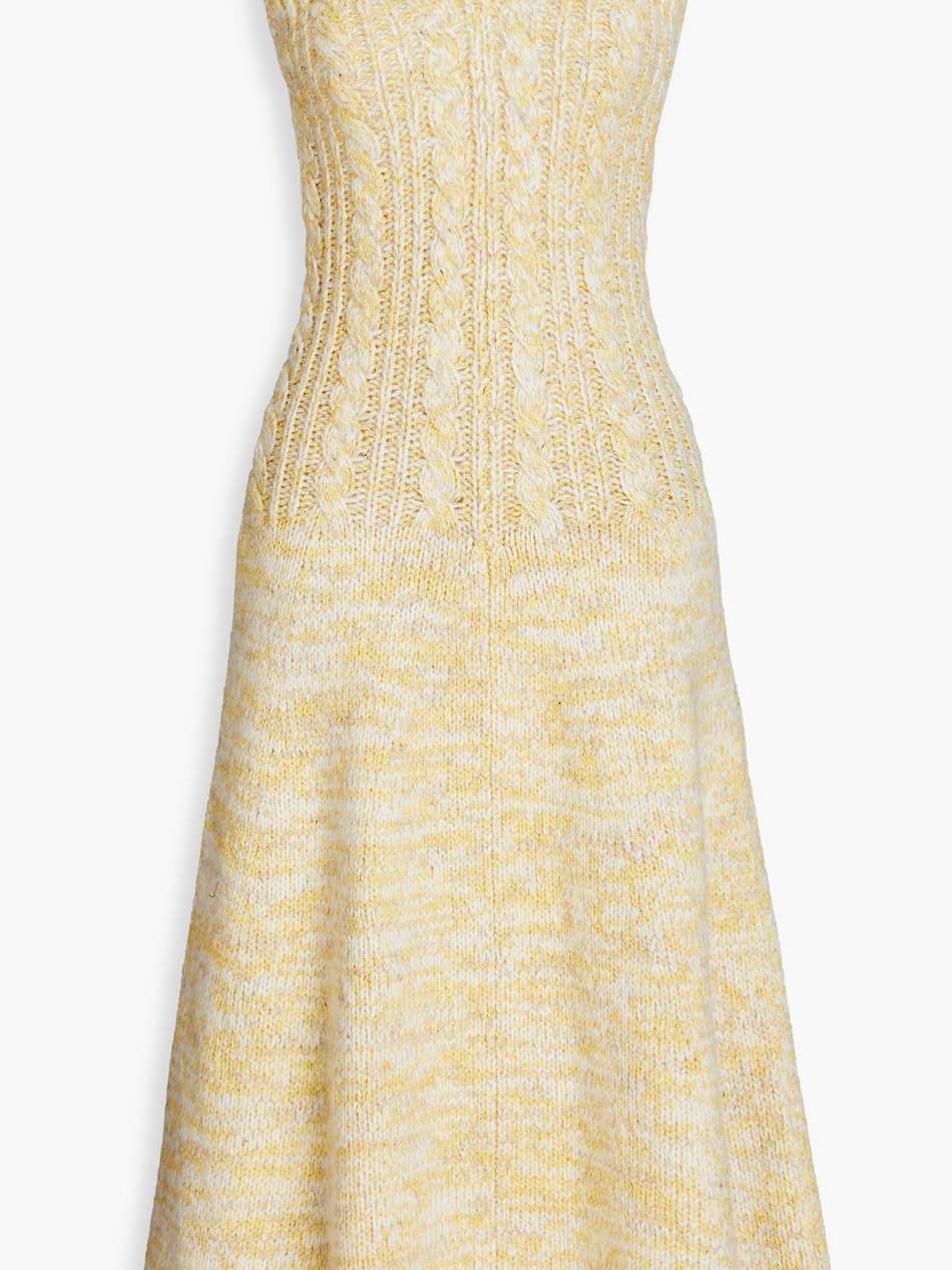 marled cable-knit wool-blend midi dress