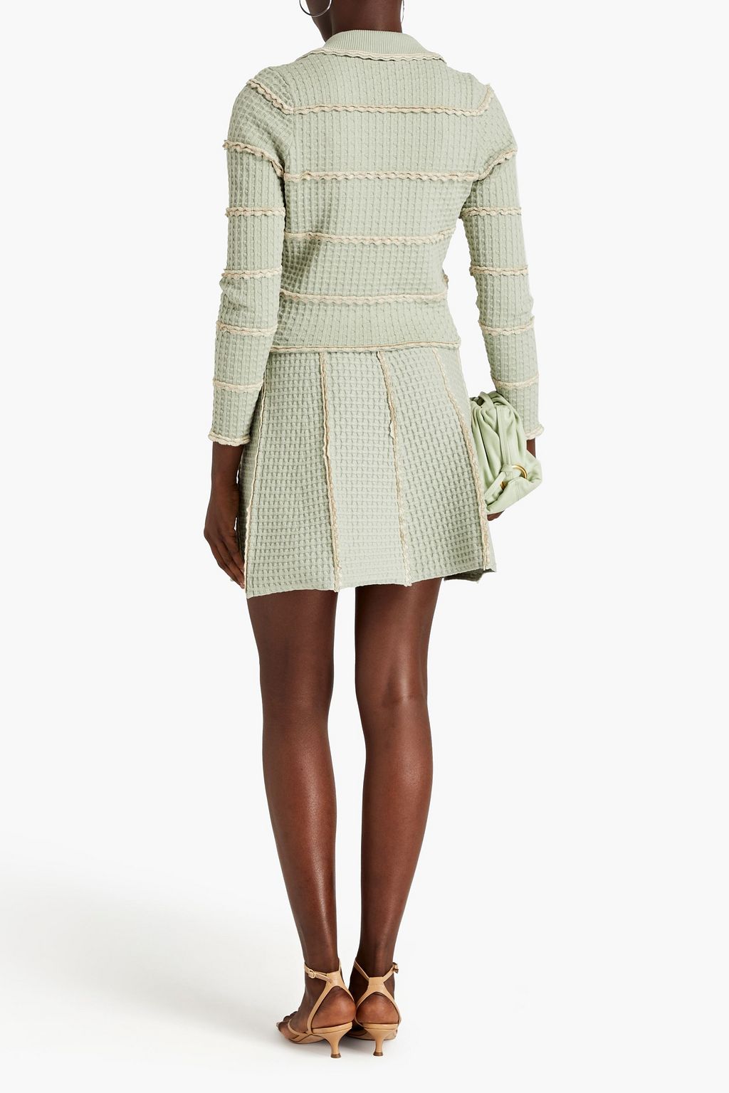 SANDRO Metallic waffle-knit mini skirt
