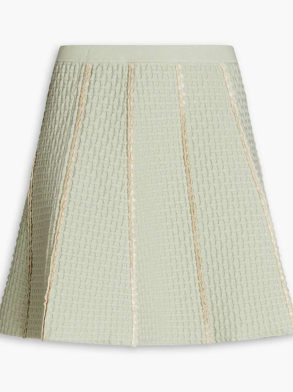 metallic waffle-knit mini skirt