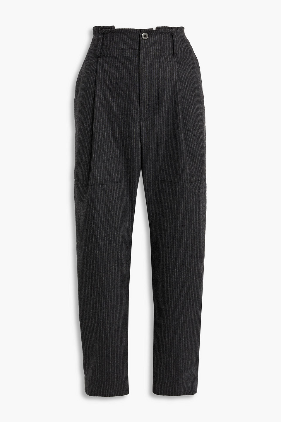 Brunello Cucinelli Pinstriped Wool-blend Tapered Pants In Charcoal