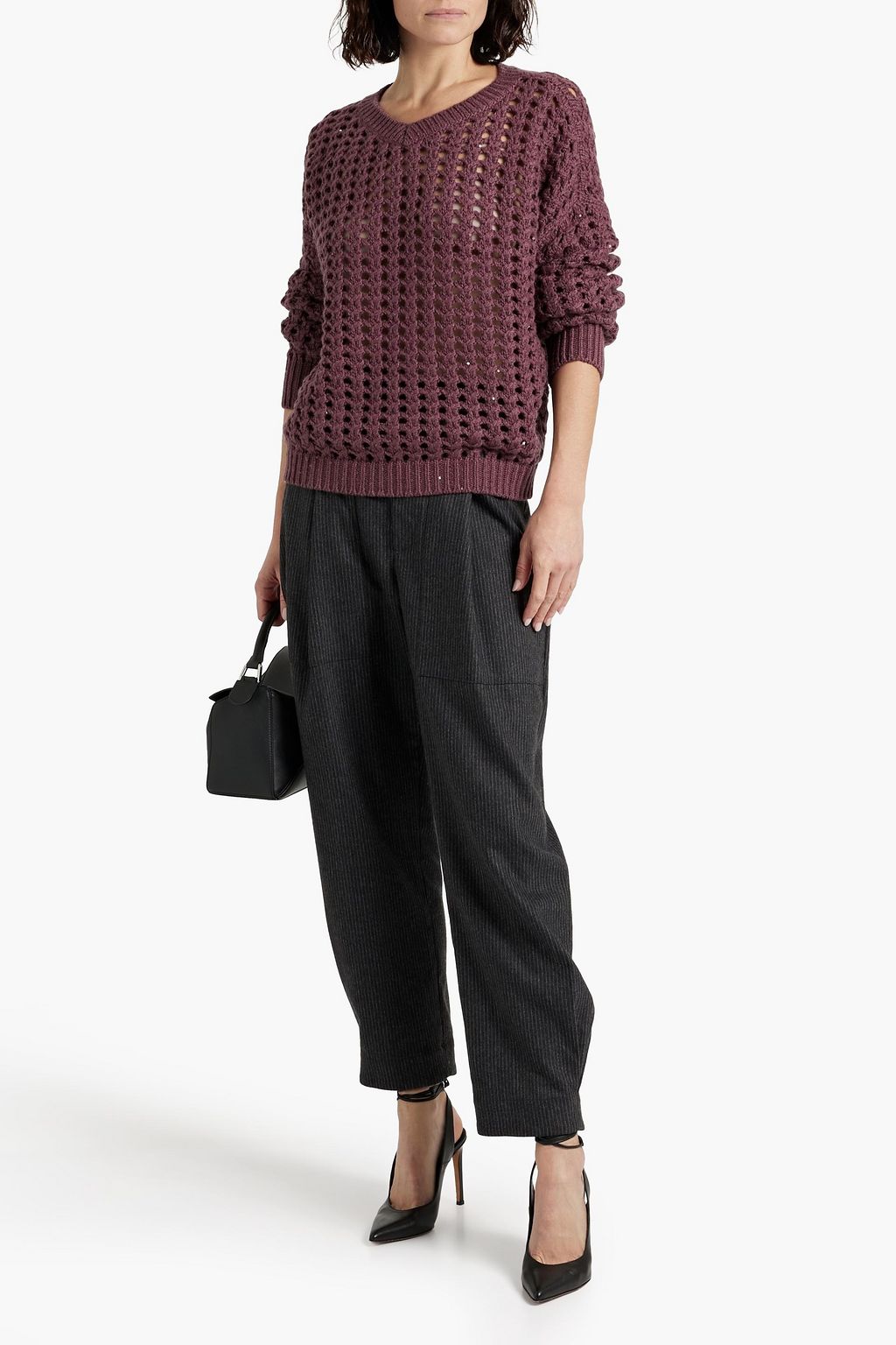 BRUNELLO CUCINELLI Pinstriped wool-blend tapered pants