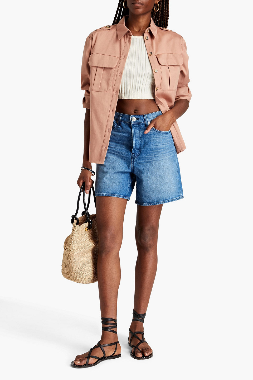 Ba&sh Mania Hemd Aus Baumwoll-twill In Neutral