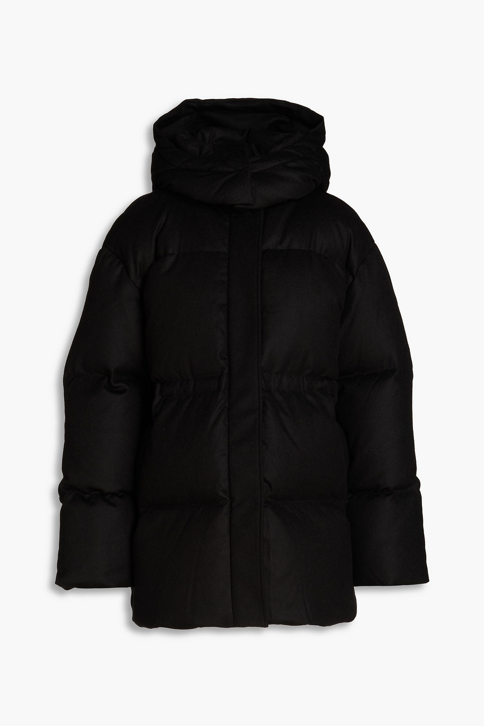 joseph - dorset quilted wool, tencel™ and cashmere-blend flannel hooded down coat - black - fr 40